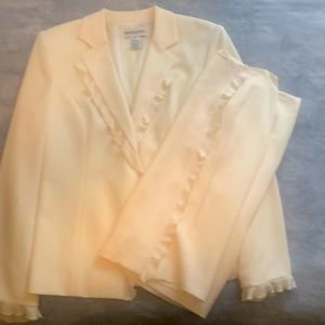 Cream skirt and jacket suit
